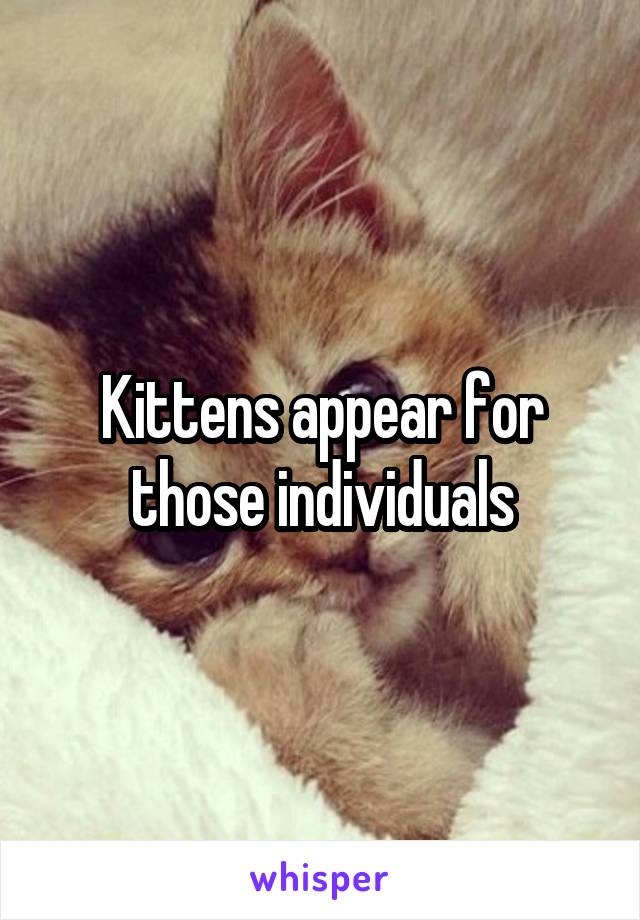 Kittens appear for those individuals