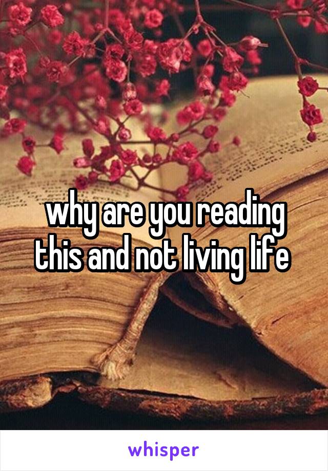 why are you reading this and not living life 