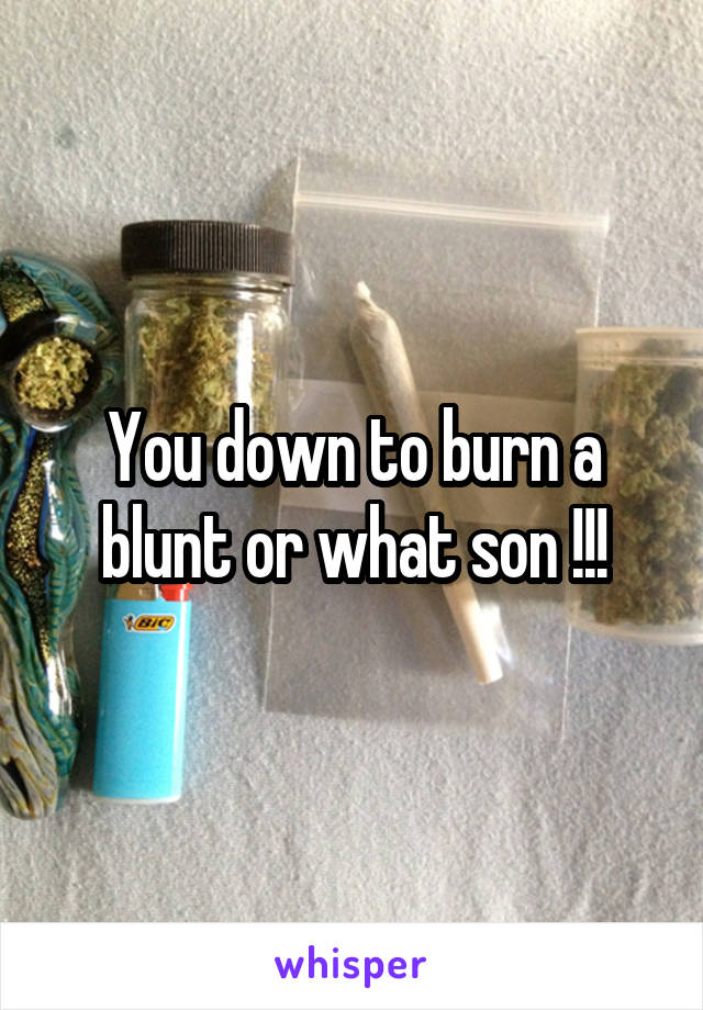 You down to burn a blunt or what son !!!