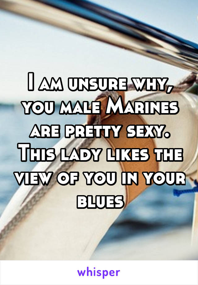 I am unsure why, you male Marines are pretty sexy. This lady likes the view of you in your blues