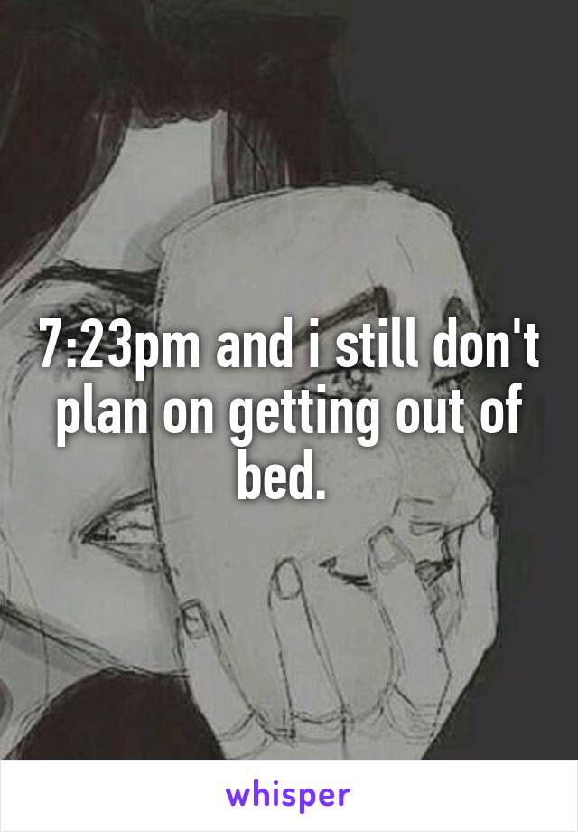 7:23pm and i still don't plan on getting out of bed. 