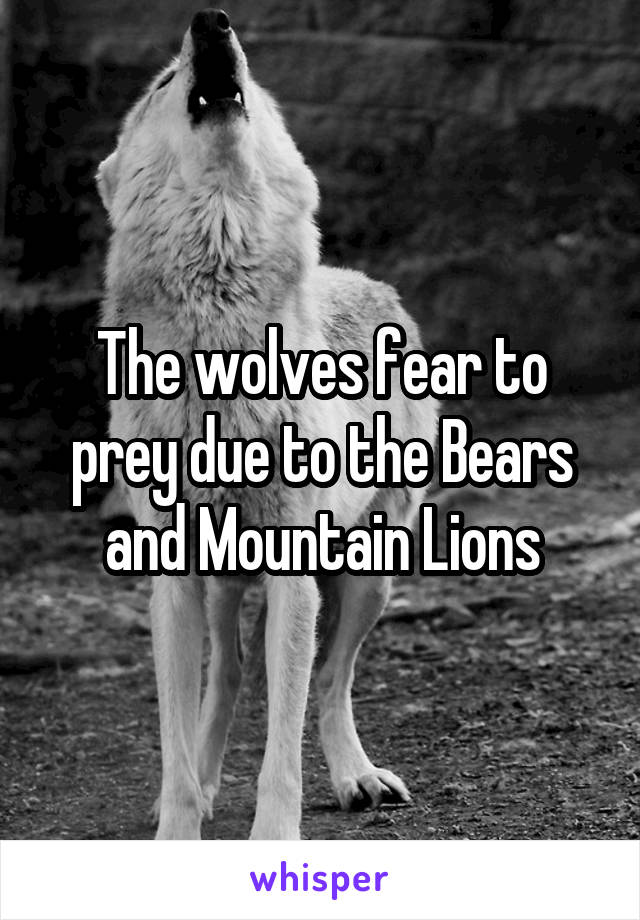 The wolves fear to prey due to the Bears and Mountain Lions