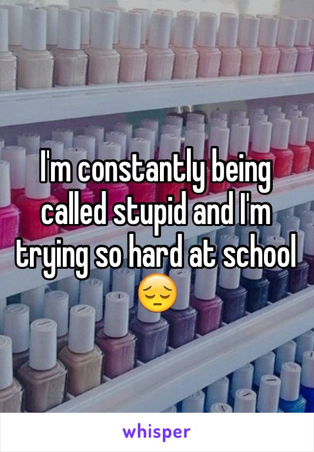 I'm constantly being called stupid and I'm trying so hard at school 😔