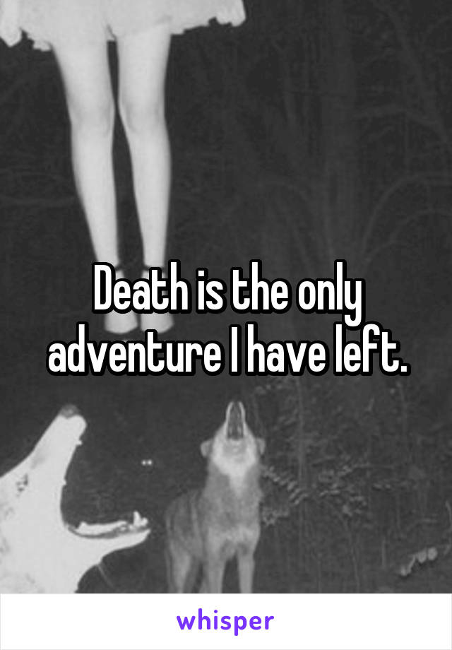 Death is the only adventure I have left.