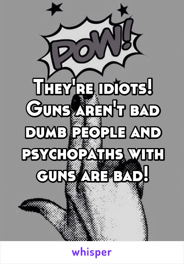 They're idiots! Guns aren't bad dumb people and psychopaths with guns are bad!