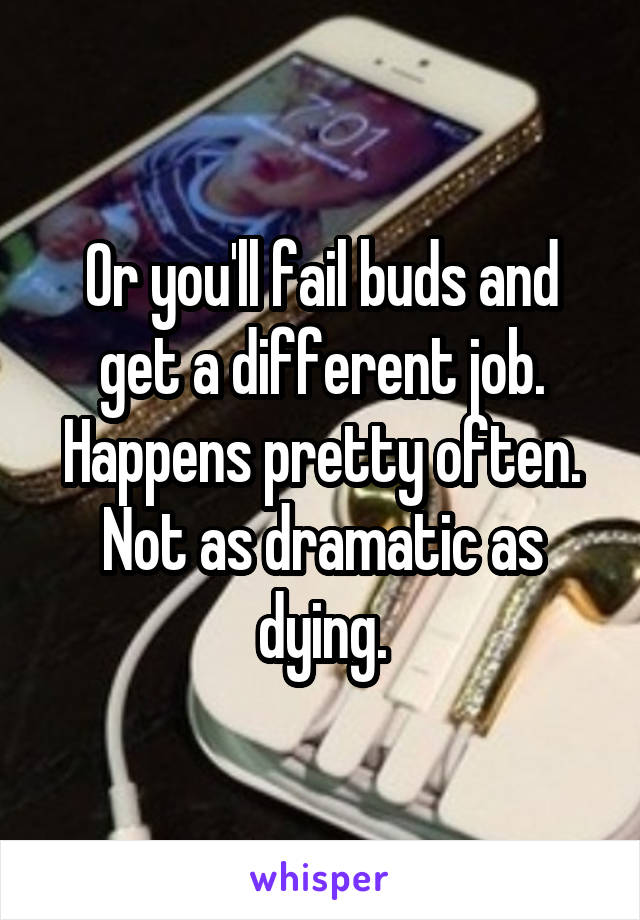 Or you'll fail buds and get a different job. Happens pretty often. Not as dramatic as dying.