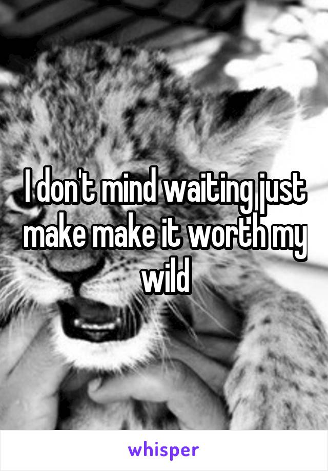 I don't mind waiting just make make it worth my wild