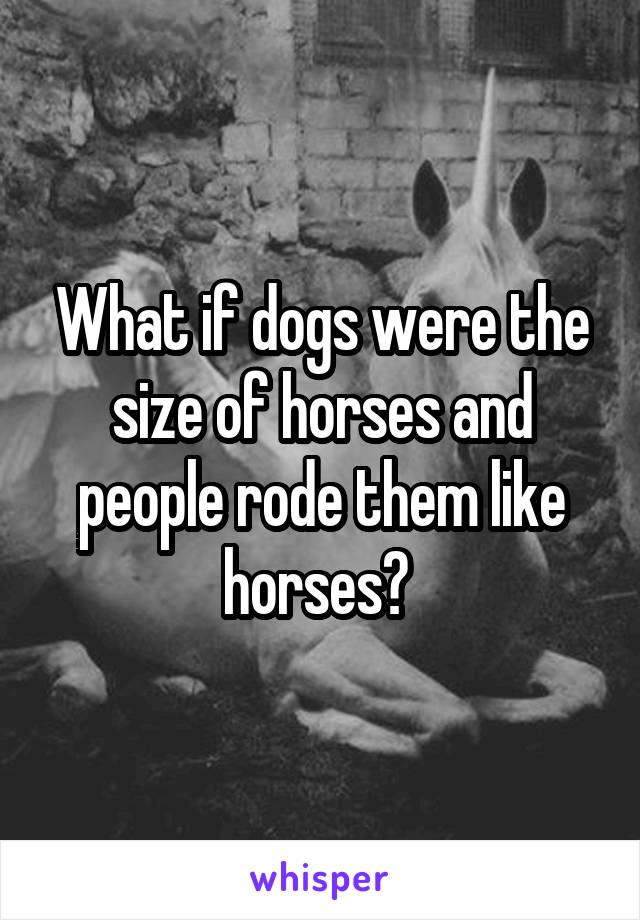 What if dogs were the size of horses and people rode them like horses? 