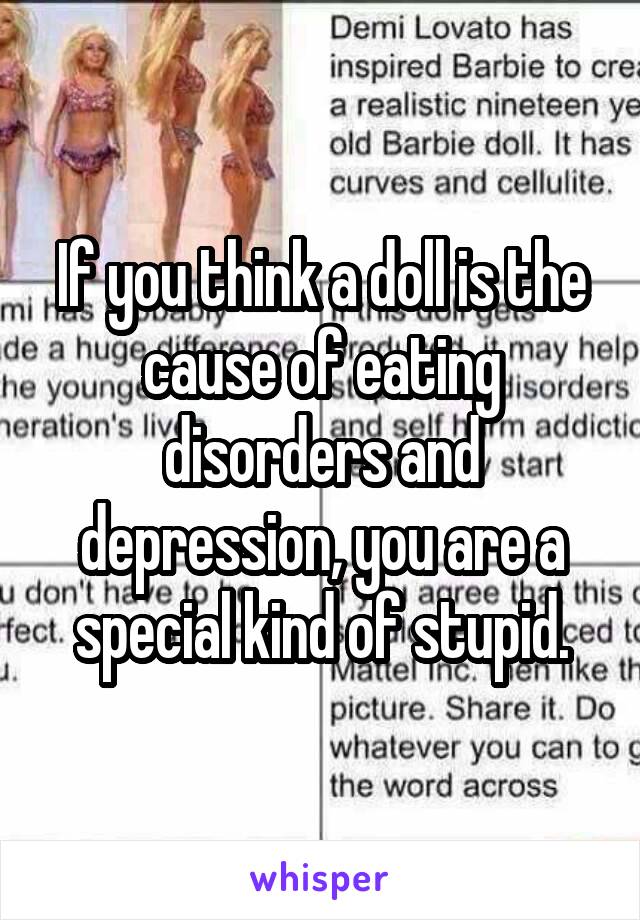 If you think a doll is the cause of eating disorders and depression, you are a special kind of stupid.