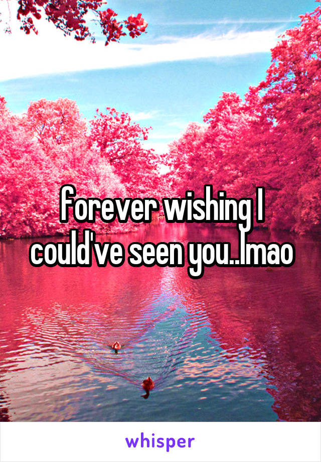 forever wishing I could've seen you..lmao