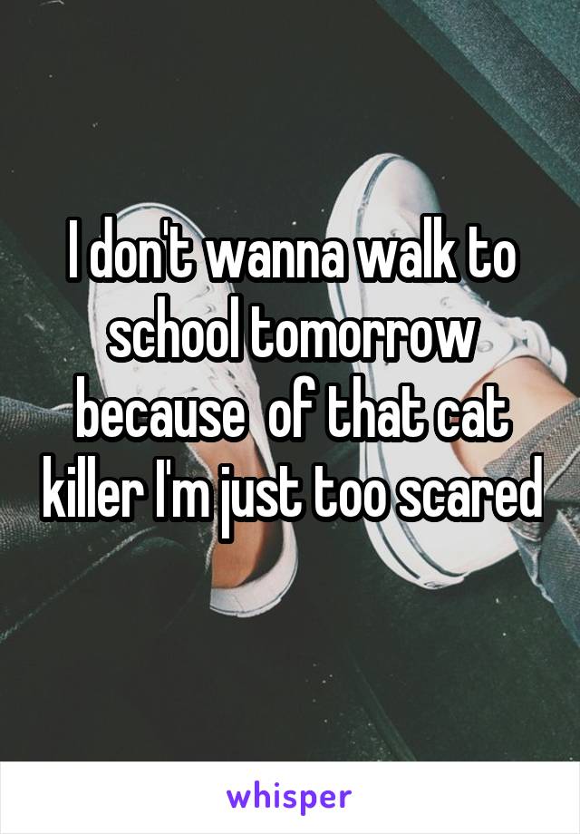 I don't wanna walk to school tomorrow because  of that cat killer I'm just too scared 
