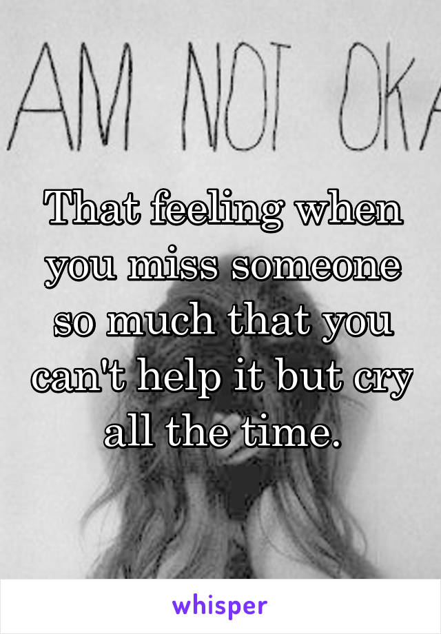 That feeling when you miss someone so much that you can't help it but cry all the time.