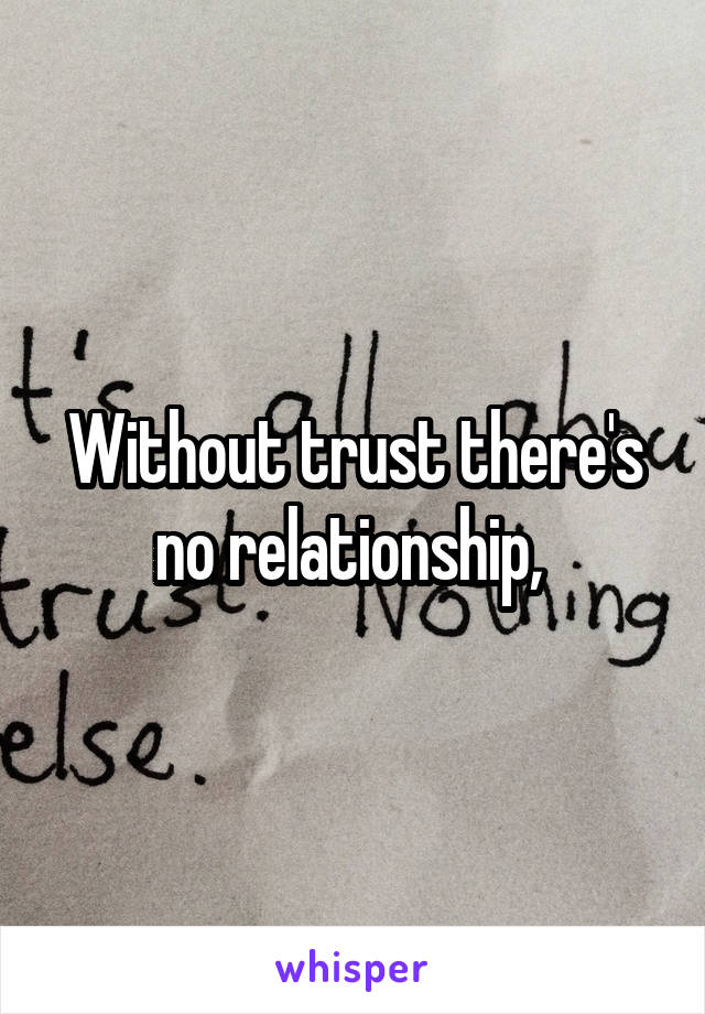 Without trust there's no relationship, 