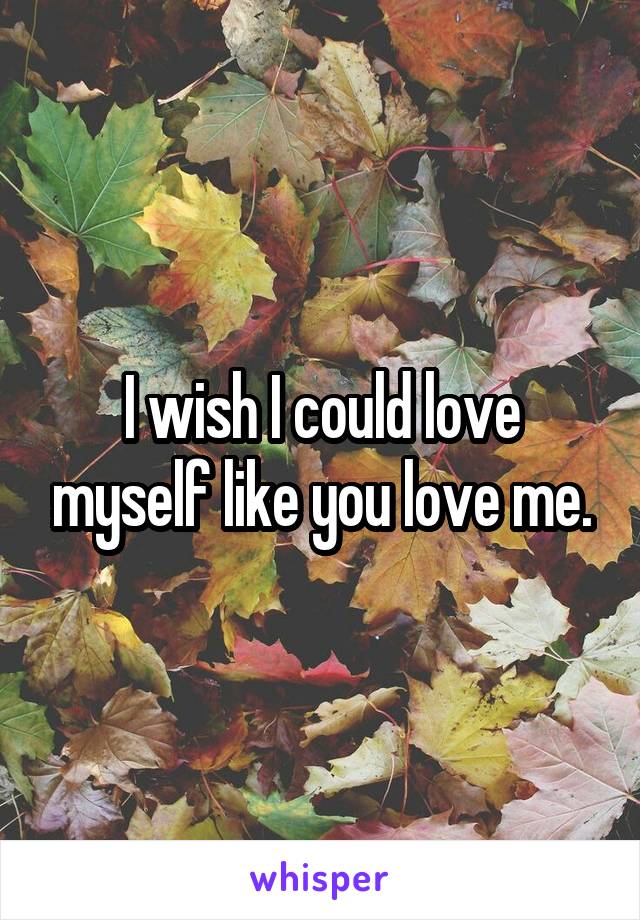 I wish I could love myself like you love me.