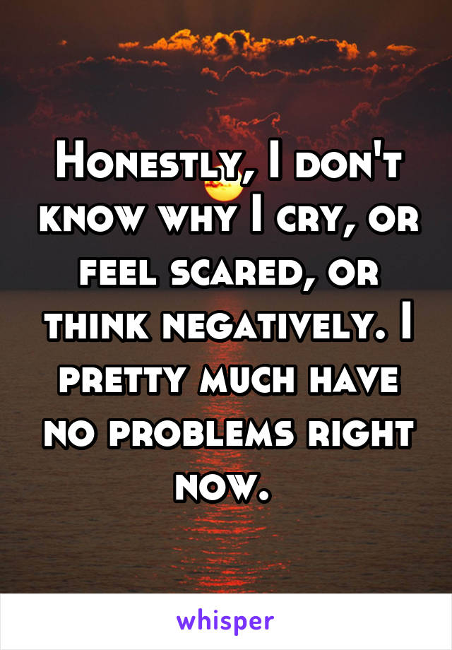Honestly, I don't know why I cry, or feel scared, or think negatively. I pretty much have no problems right now. 