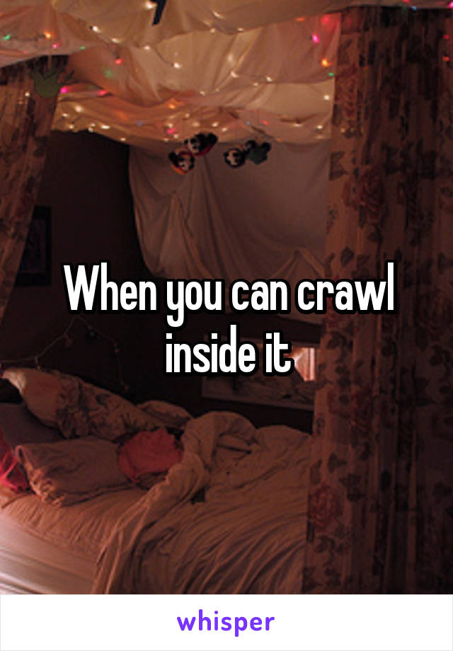 When you can crawl inside it