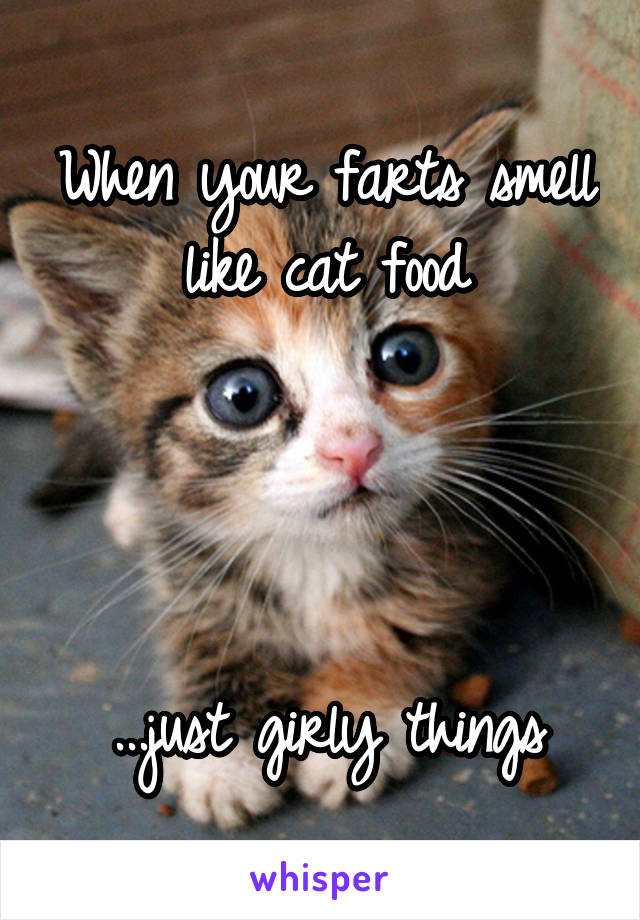 When your farts smell like cat food




...just girly things