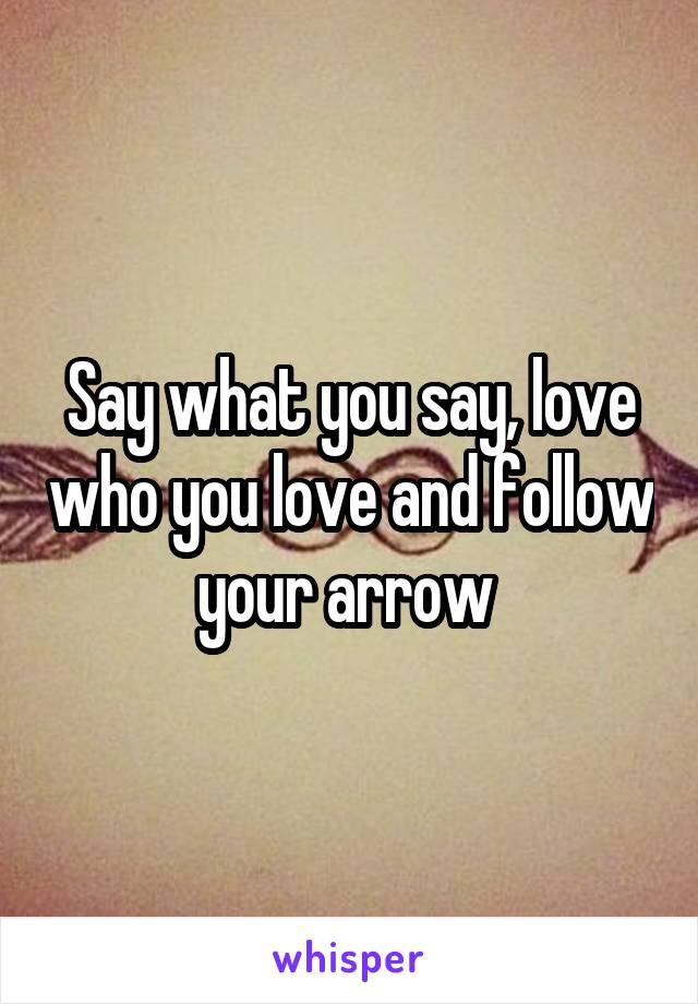 Say what you say, love who you love and follow your arrow 