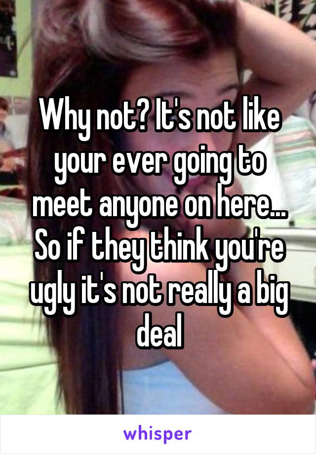 Why not? It's not like your ever going to meet anyone on here... So if they think you're ugly it's not really a big deal
