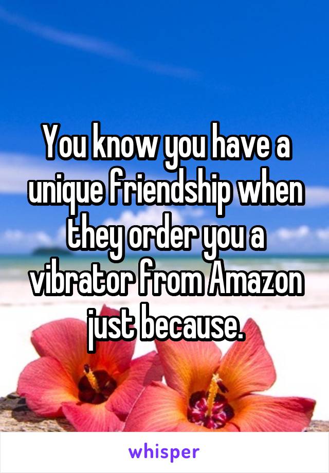 You know you have a unique friendship when they order you a vibrator from Amazon just because.