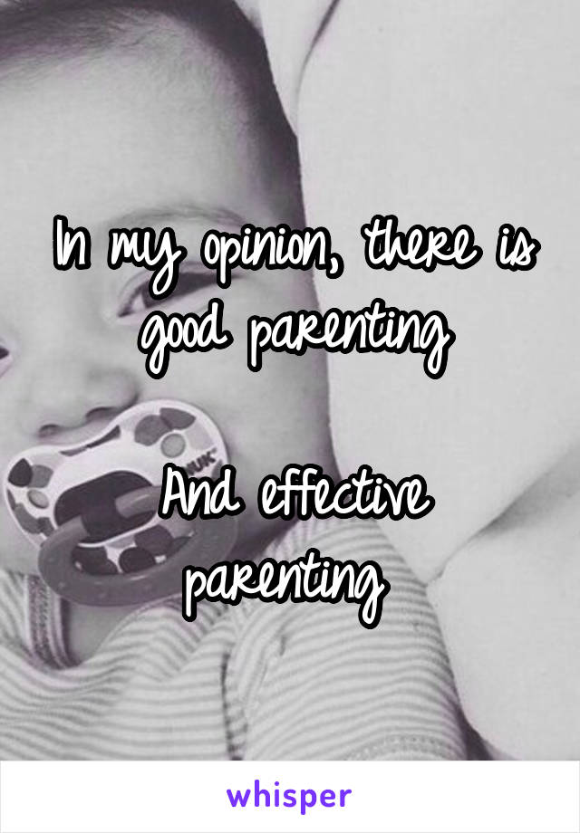 In my opinion, there is good parenting

And effective parenting 