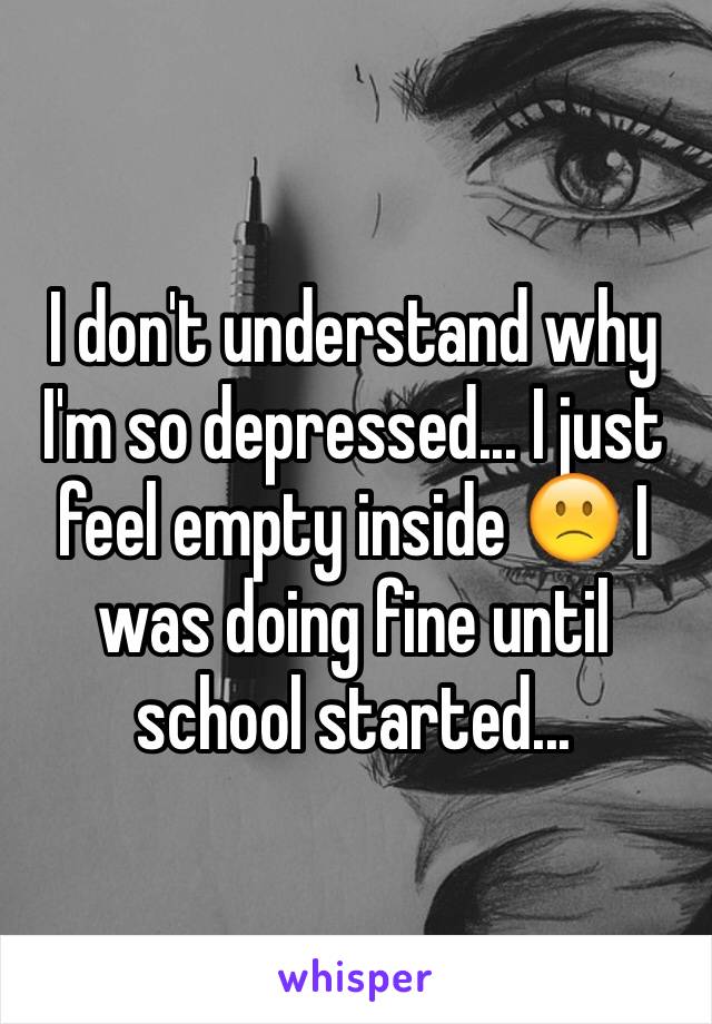 I don't understand why I'm so depressed... I just feel empty inside 🙁 I was doing fine until school started...