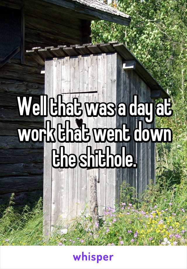 Well that was a day at work that went down the shithole.