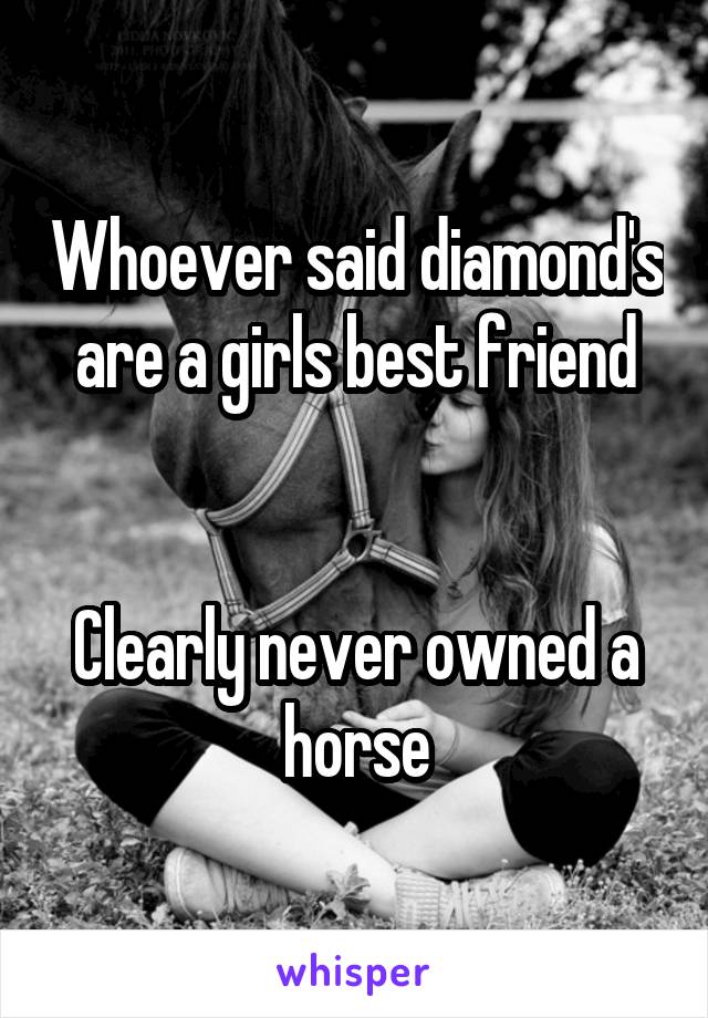 Whoever said diamond's are a girls best friend


Clearly never owned a horse