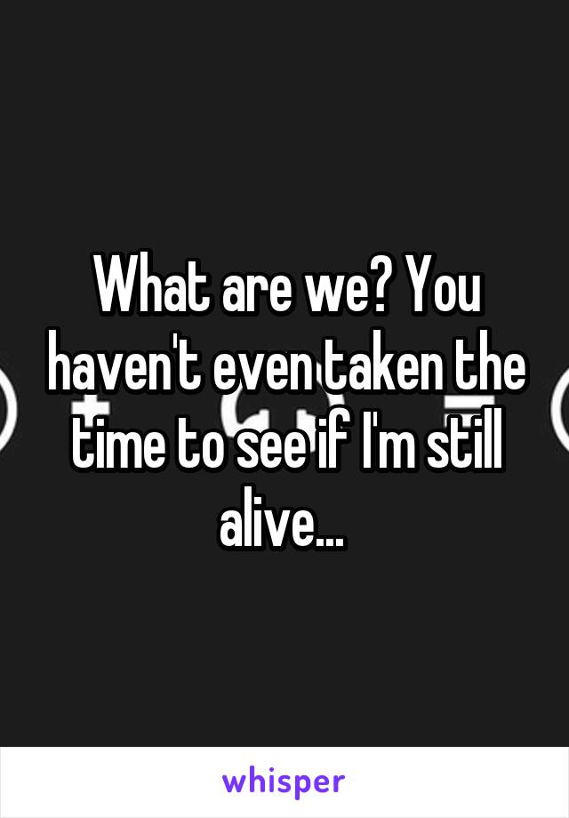 What are we? You haven't even taken the time to see if I'm still alive... 