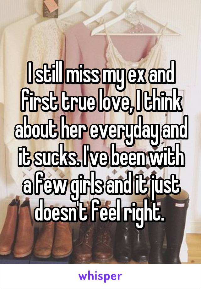 I still miss my ex and first true love, I think about her everyday and it sucks. I've been with a few girls and it just doesn't feel right. 