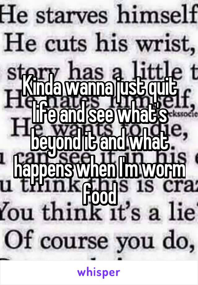 Kinda wanna just quit life and see what's beyond it and what happens when I'm worm food