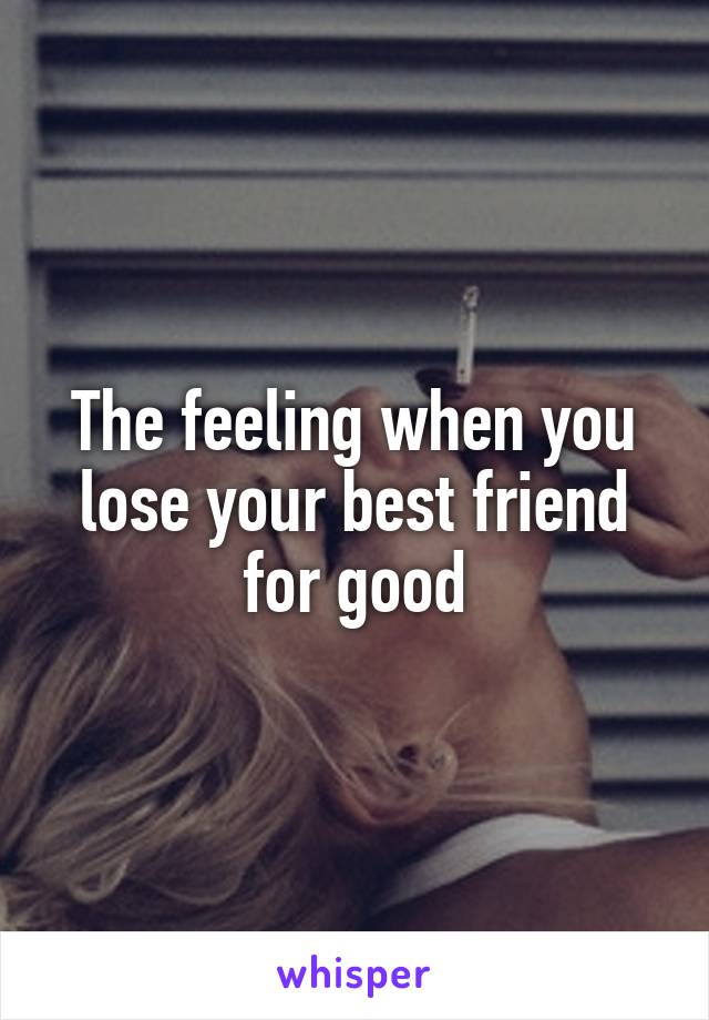 The feeling when you lose your best friend for good