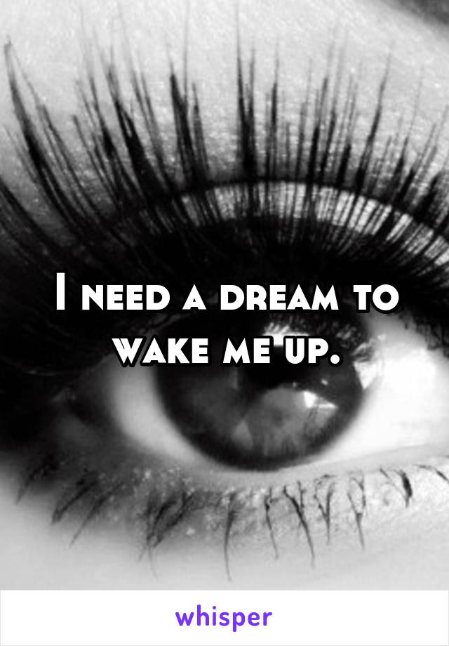 I need a dream to wake me up.