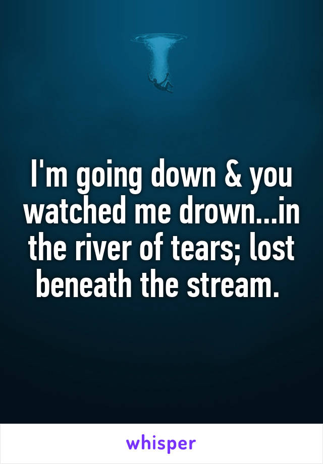 I'm going down & you watched me drown...in the river of tears; lost beneath the stream. 