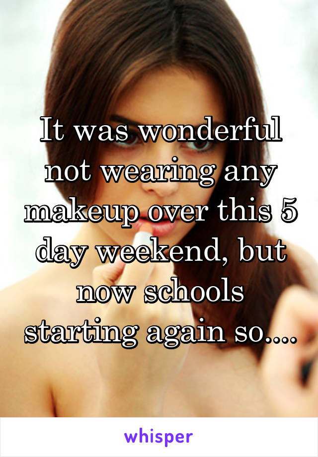 It was wonderful not wearing any makeup over this 5 day weekend, but now schools starting again so....