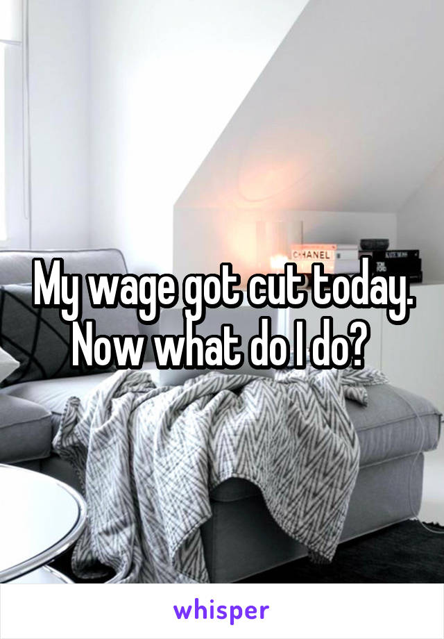 My wage got cut today. Now what do I do? 