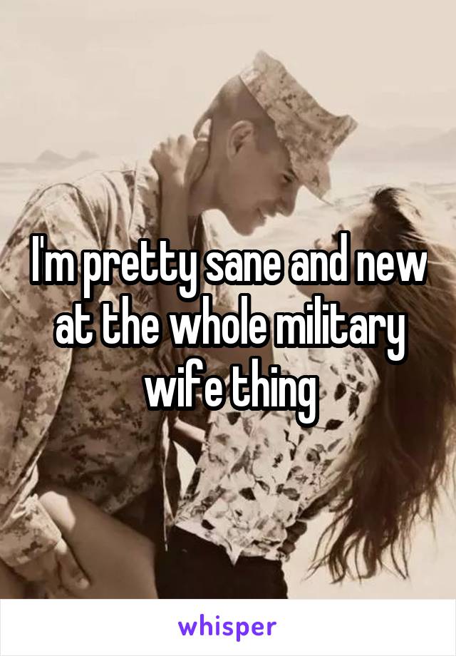 I'm pretty sane and new at the whole military wife thing
