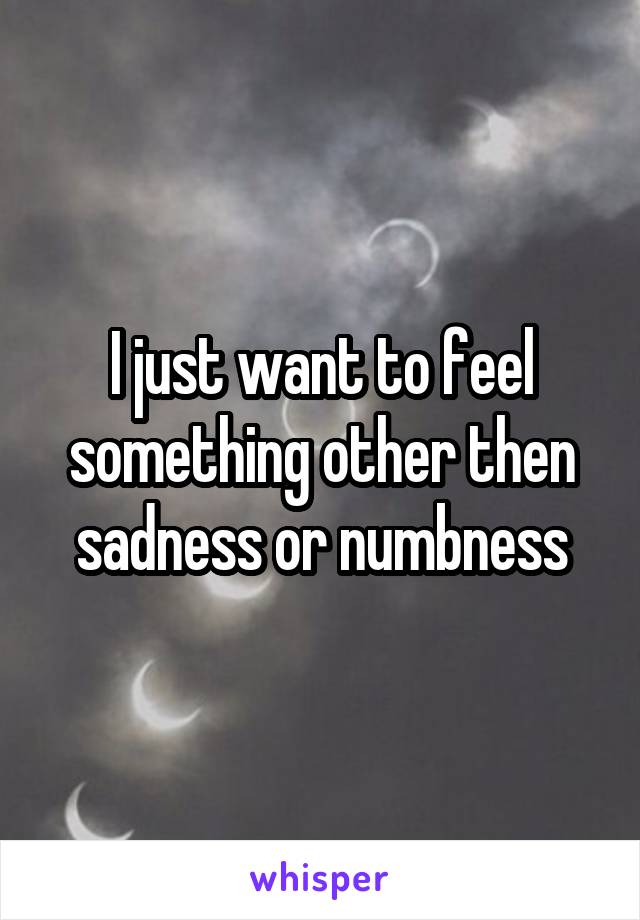 I just want to feel something other then sadness or numbness