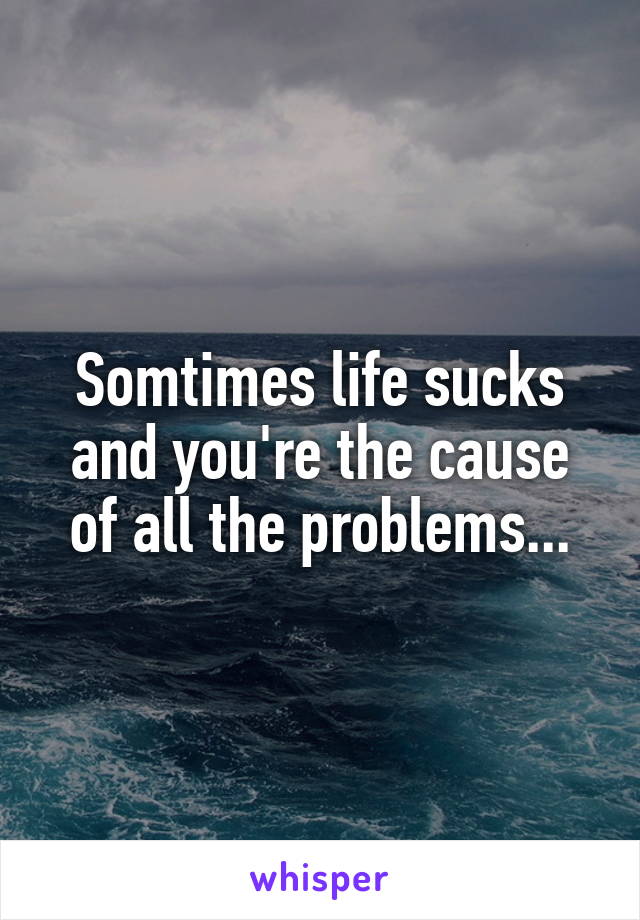 Somtimes life sucks and you're the cause of all the problems...