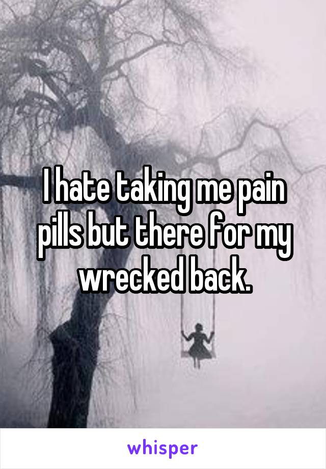 I hate taking me pain pills but there for my wrecked back.