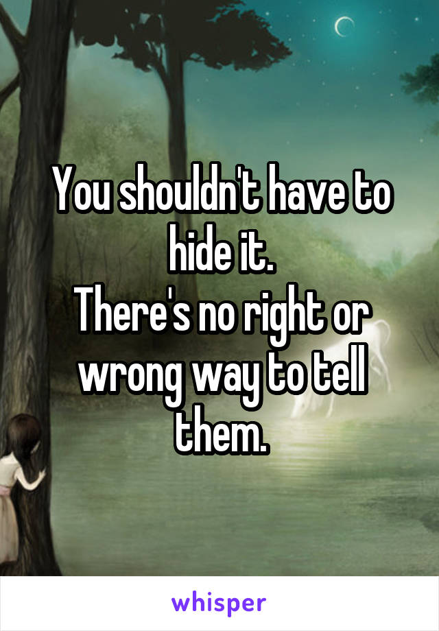 You shouldn't have to hide it.
There's no right or wrong way to tell them.