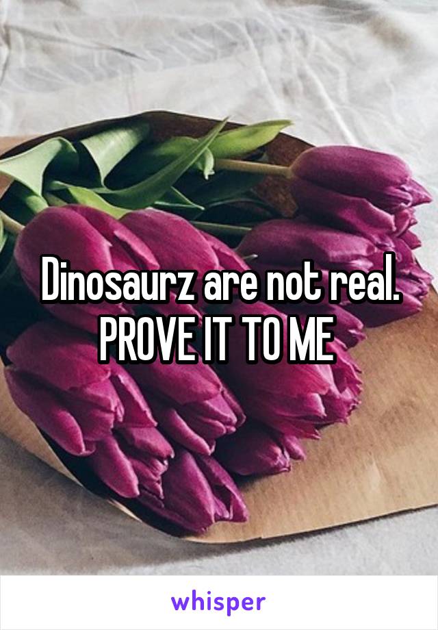 Dinosaurz are not real. PROVE IT TO ME 