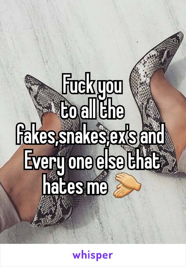 Fuck you
to all the fakes,snakes,ex's and 
Every one else that hates me 👏
