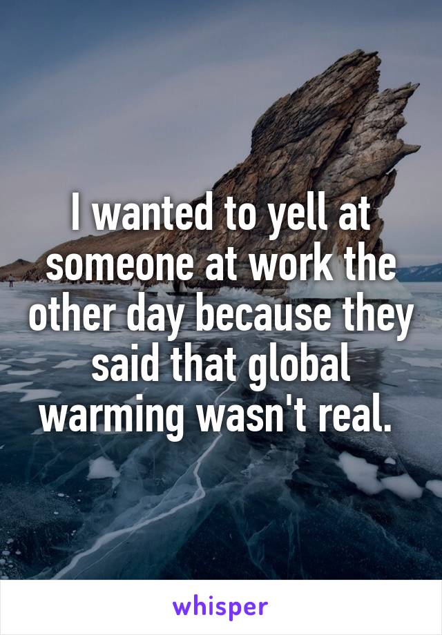 I wanted to yell at someone at work the other day because they said that global warming wasn't real. 