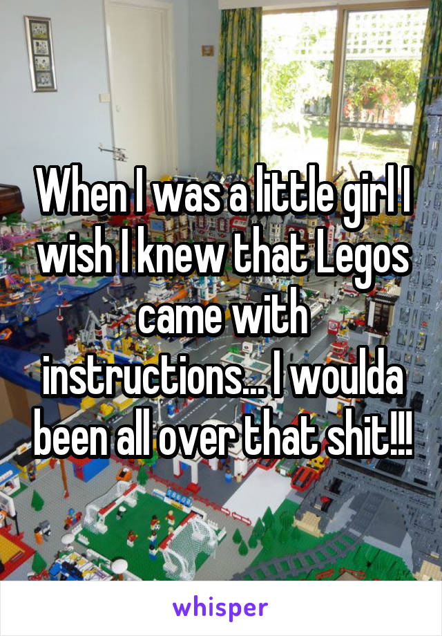 When I was a little girl I wish I knew that Legos came with instructions... I woulda been all over that shit!!!