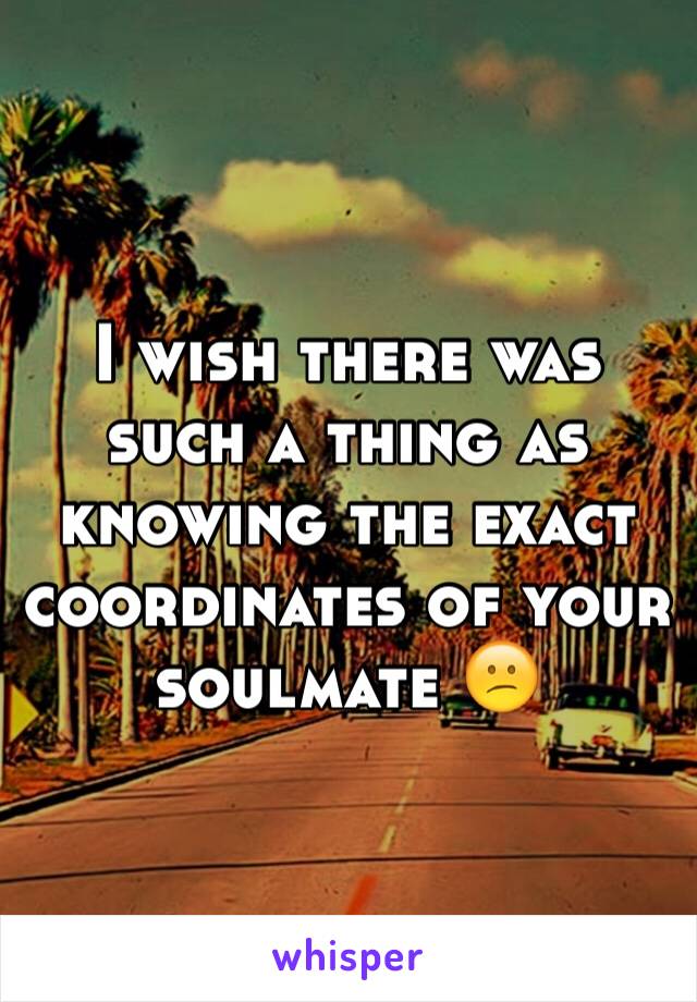 I wish there was such a thing as knowing the exact coordinates of your soulmate 😕