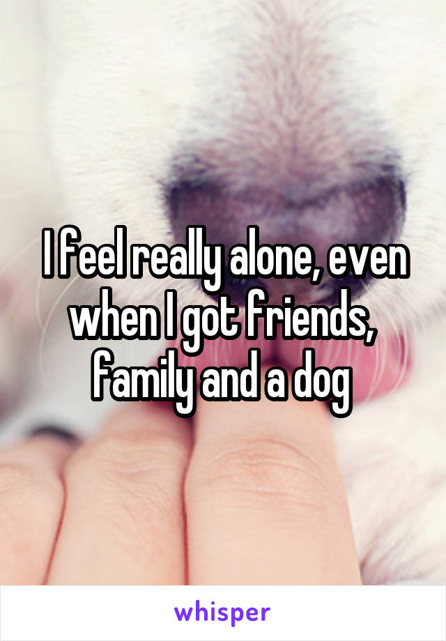 I feel really alone, even when I got friends,  family and a dog 
