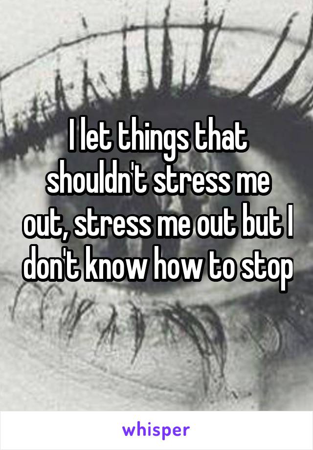 I let things that shouldn't stress me out, stress me out but I don't know how to stop 