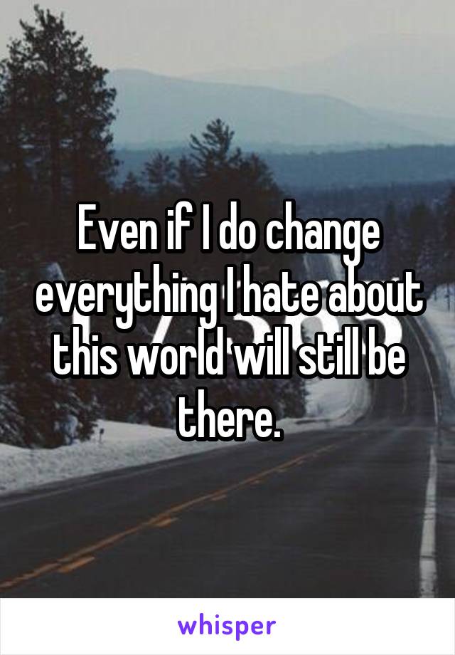 Even if I do change everything I hate about this world will still be there.