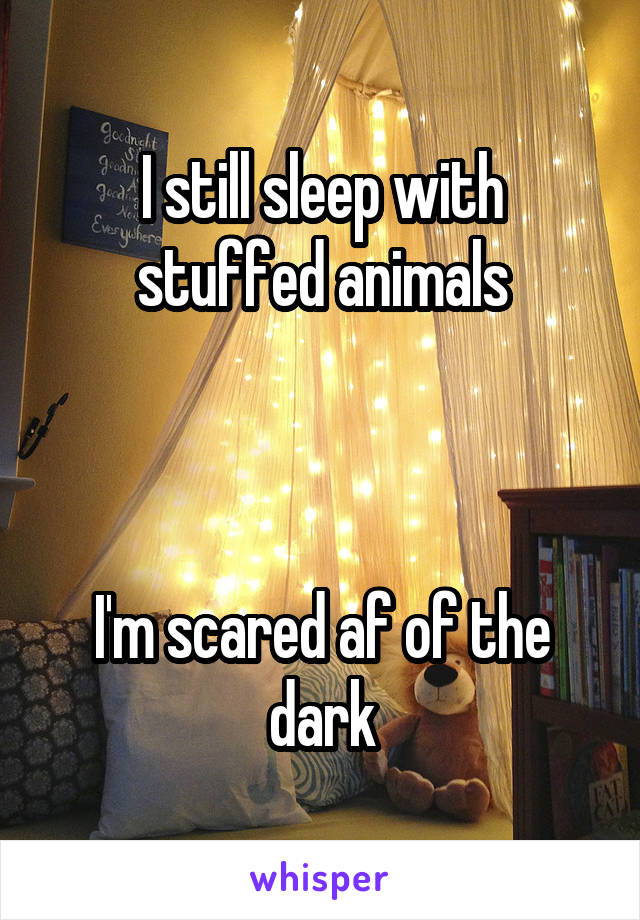 I still sleep with stuffed animals



I'm scared af of the dark